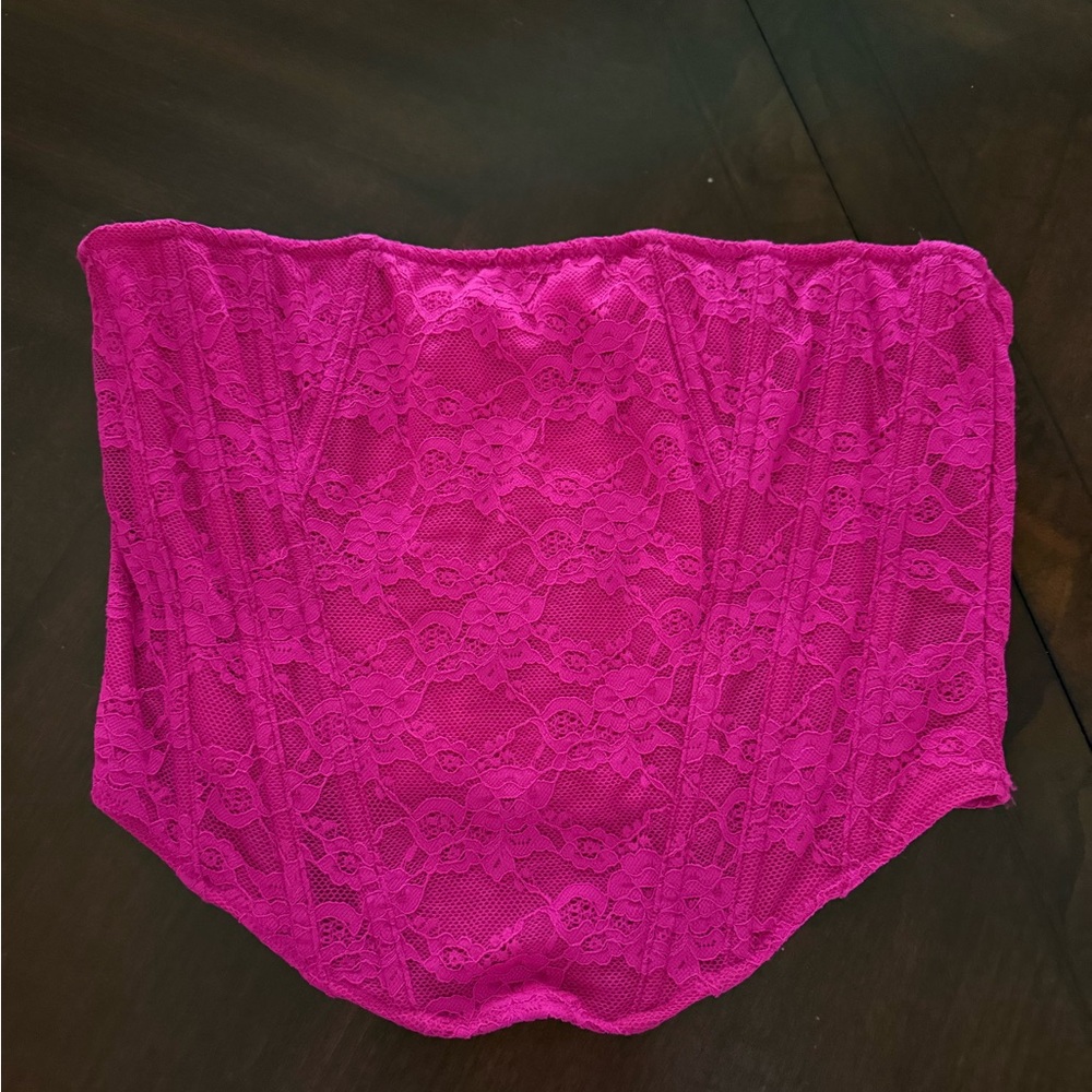 White Fox Boutique Pink Lace Corset